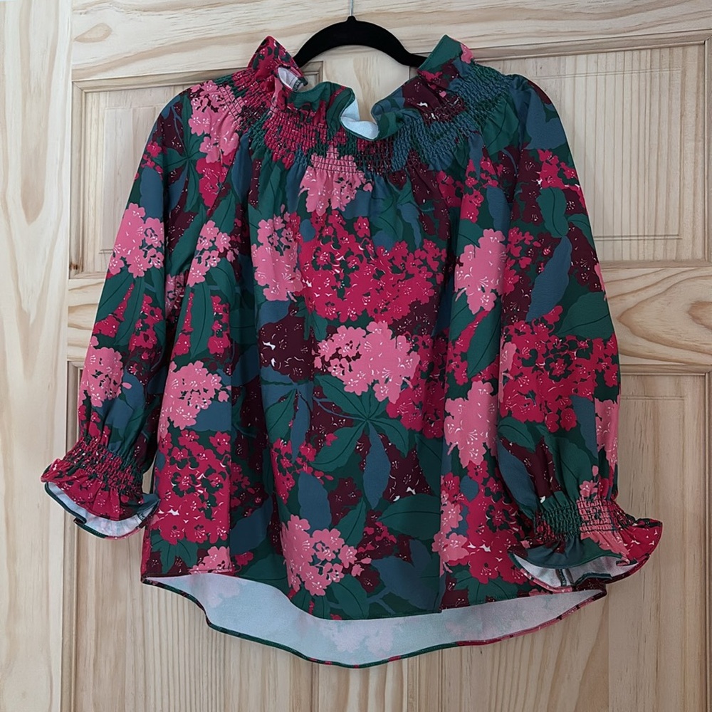 Tuckernuck Floral Top in Pink and Green